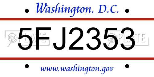5FJ2353 District Of Columbia License Plate