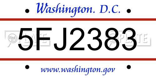 5FJ2383 District Of Columbia License Plate