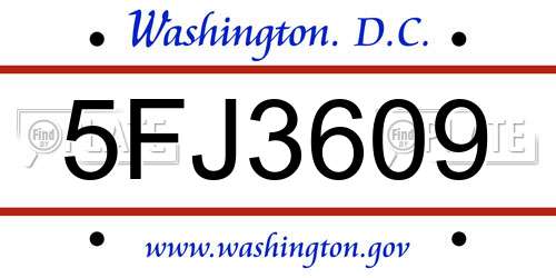 5FJ3609 District Of Columbia License Plate