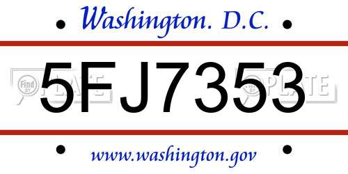 5FJ7353 District Of Columbia License Plate