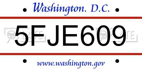 5FJE609 District Of Columbia License Plate