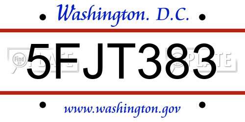 5FJT383 District Of Columbia License Plate