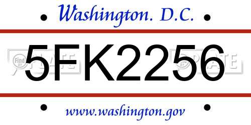 5FK2256 District Of Columbia License Plate
