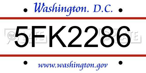 5FK2286 District Of Columbia License Plate
