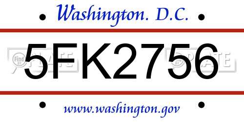 5FK2756 District Of Columbia License Plate