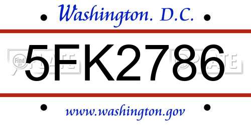 5FK2786 District Of Columbia License Plate