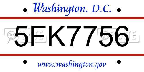 5FK7756 District Of Columbia License Plate