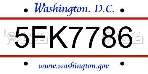 5FK7786 District Of Columbia License Plate