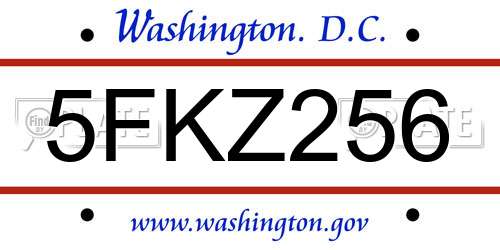 5FKZ256 District Of Columbia License Plate
