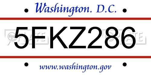 5FKZ286 District Of Columbia License Plate