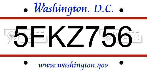 5FKZ756 District Of Columbia License Plate