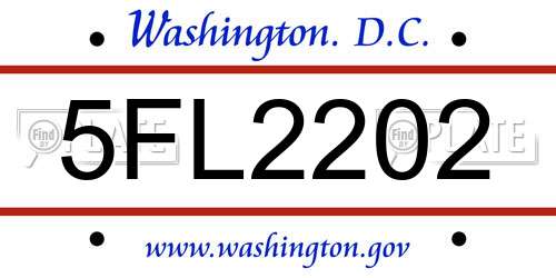 5FL2202 District Of Columbia License Plate