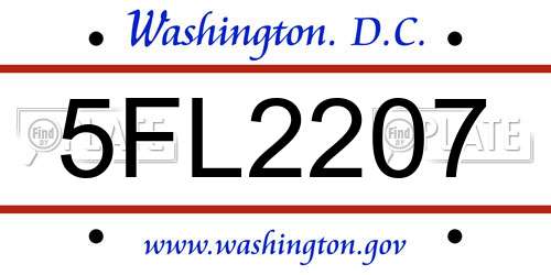 5FL2207 District Of Columbia License Plate