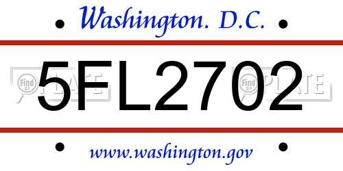 5FL2702 District Of Columbia License Plate