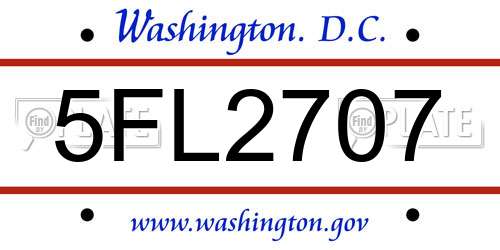 5FL2707 District Of Columbia License Plate