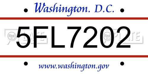 5FL7202 District Of Columbia License Plate