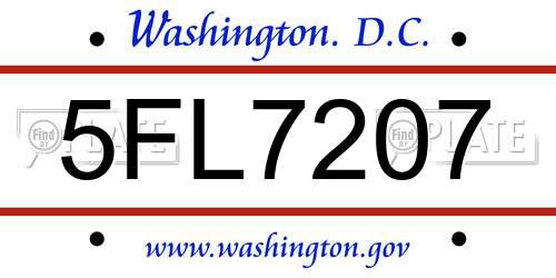 5FL7207 District Of Columbia License Plate