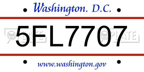5FL7707 District Of Columbia License Plate