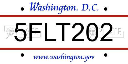 5FLT202 District Of Columbia License Plate