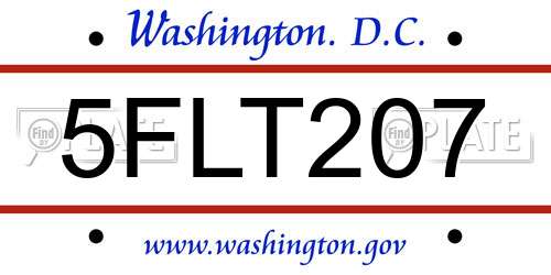 5FLT207 District Of Columbia License Plate