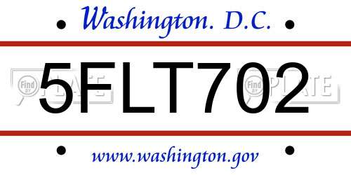 5FLT702 District Of Columbia License Plate