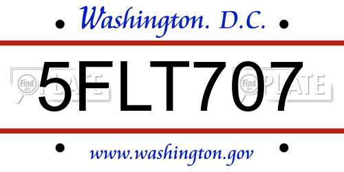 5FLT707 District Of Columbia License Plate