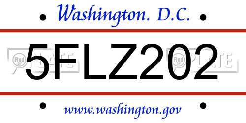 5FLZ202 District Of Columbia License Plate