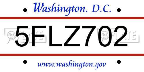 5FLZ702 District Of Columbia License Plate
