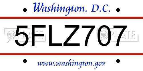 5FLZ707 District Of Columbia License Plate