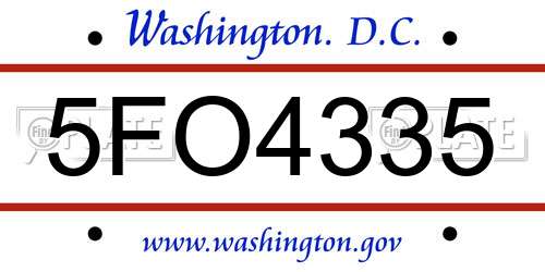 5FO4335 District Of Columbia License Plate