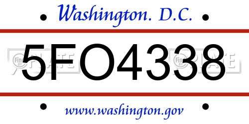 5FO4338 District Of Columbia License Plate