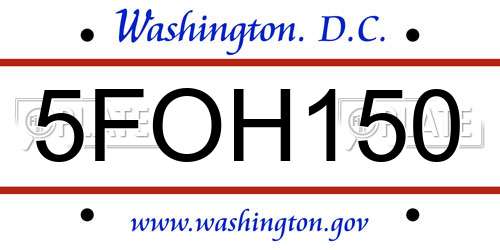 5FOH150 District Of Columbia License Plate