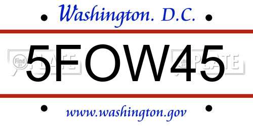 5FOW45 District Of Columbia License Plate