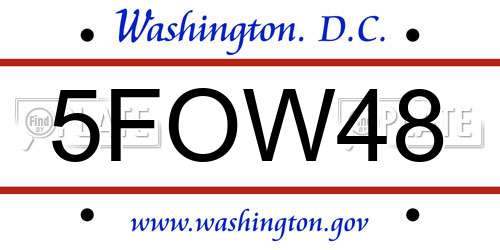 5FOW48 District Of Columbia License Plate