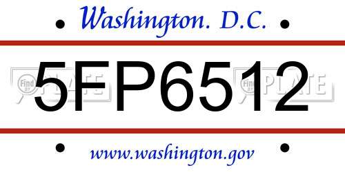 5FP6512 District Of Columbia License Plate