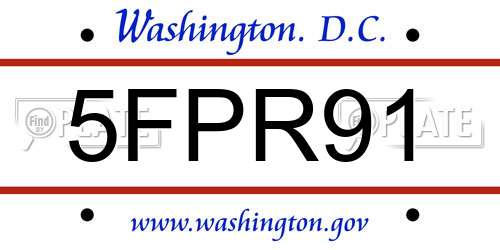 5FPR91 District Of Columbia License Plate