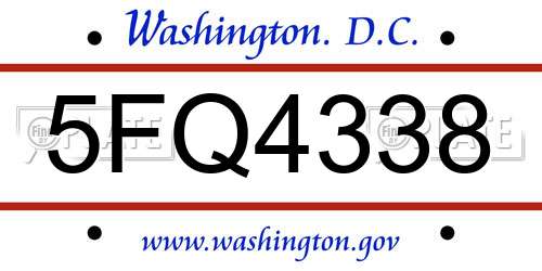 5FQ4338 District Of Columbia License Plate