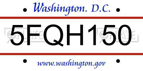 5FQH150 District Of Columbia License Plate