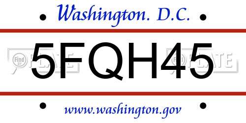 5FQH45 District Of Columbia License Plate