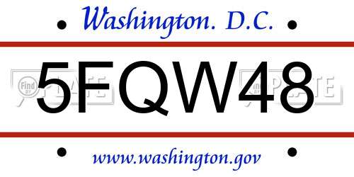 5FQW48 District Of Columbia License Plate