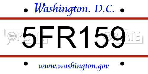 5FR159 District Of Columbia License Plate