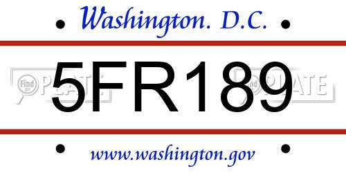 5FR189 District Of Columbia License Plate