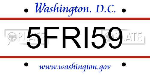 5FRI59 District Of Columbia License Plate
