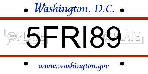 5FRI89 District Of Columbia License Plate
