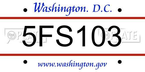 5FS103 District Of Columbia License Plate
