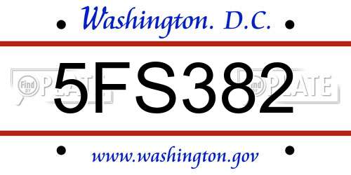 5FS382 District Of Columbia License Plate