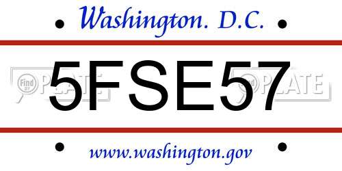 5FSE57 District Of Columbia License Plate