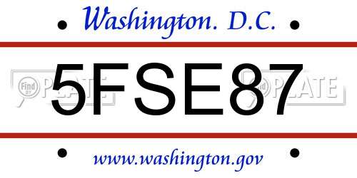 5FSE87 District Of Columbia License Plate