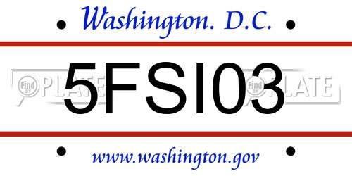 5FSI03 District Of Columbia License Plate