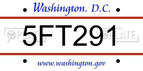 5FT291 District Of Columbia License Plate